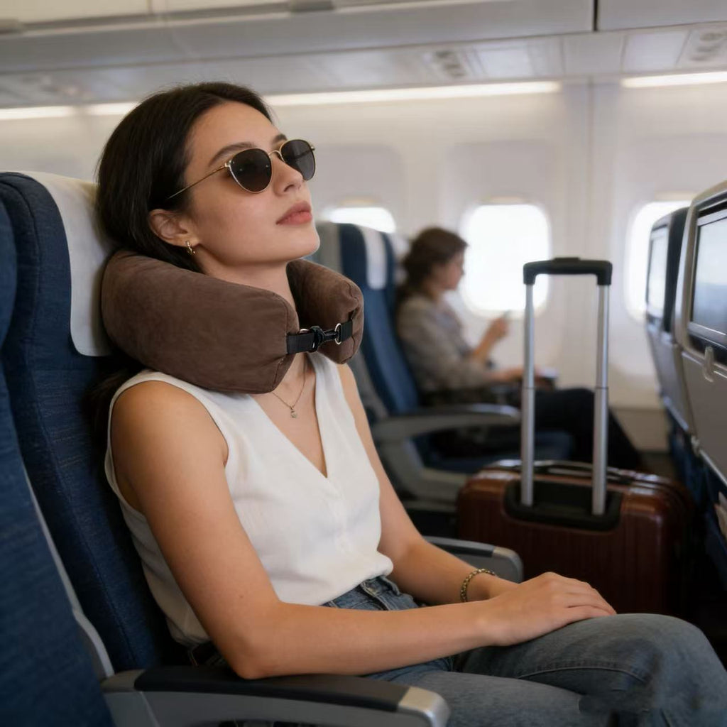 Stuffable Travel Pillow & Packing Cube Extra Luggage Brownie