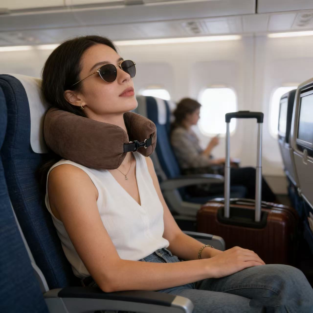 Stuffable Travel Pillow & Packing Cube Extra Luggage Brownie