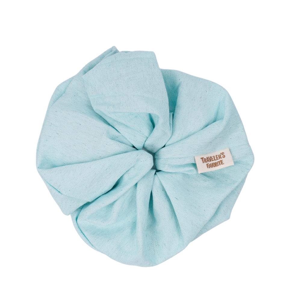 Scrunchie Pouch Hidden Pocket in Sky Blue