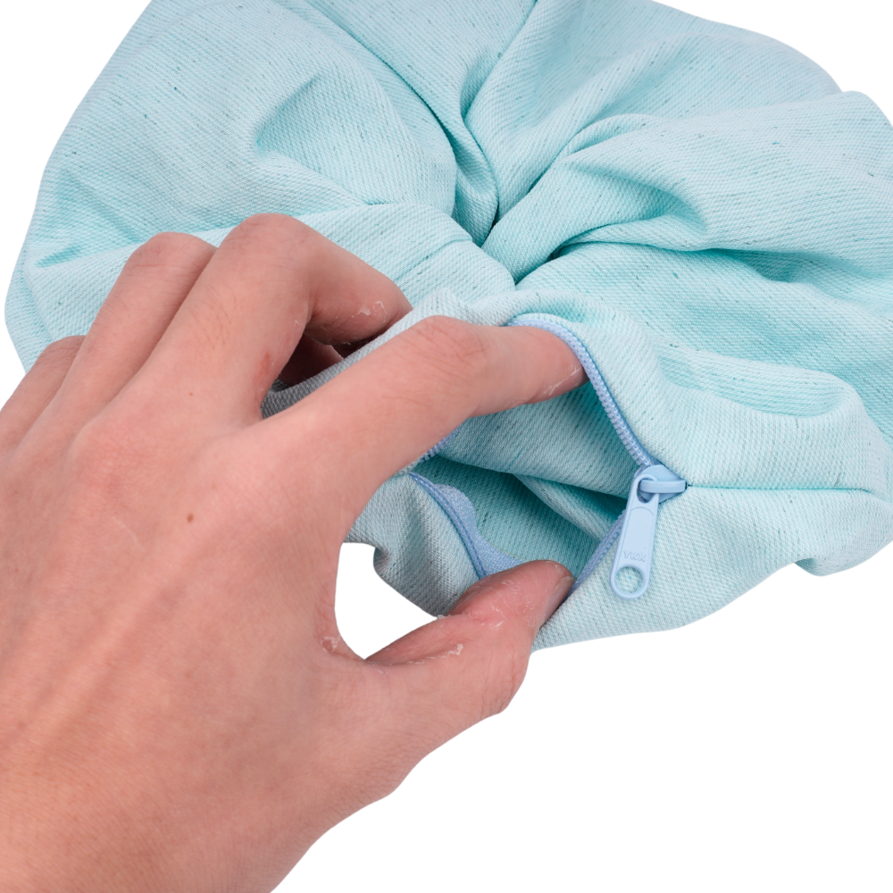 Scrunchie Pouch Hidden Pocket in Sky Blue