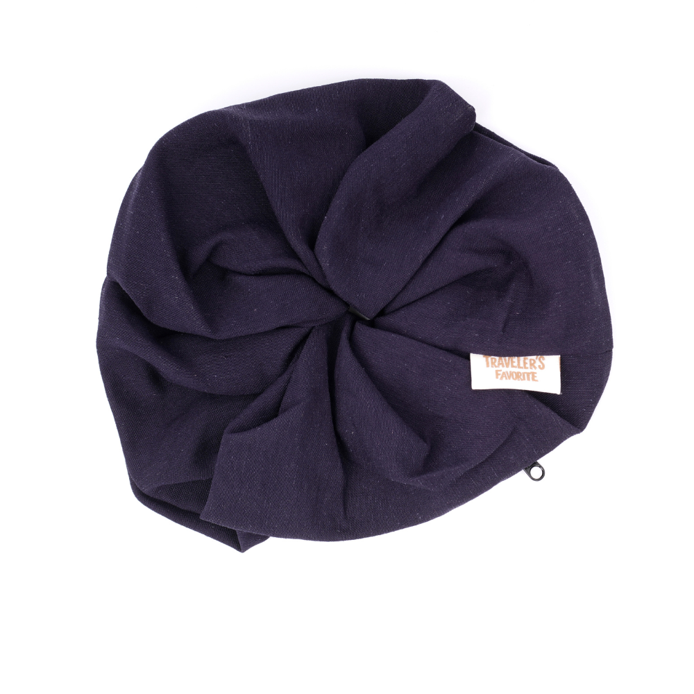 Scrunchie Pouch Hidden Pocket in Navy Blue