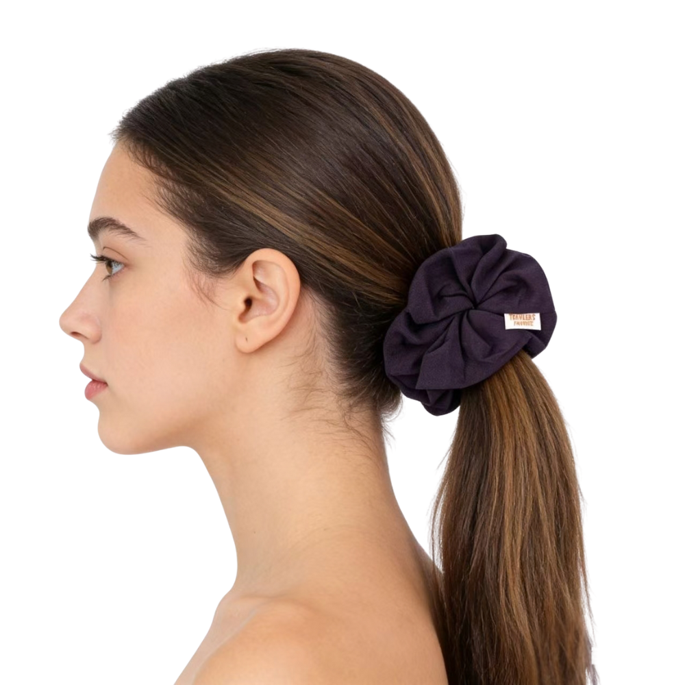 Scrunchie Pouch Hidden Pocket in Navy Blue
