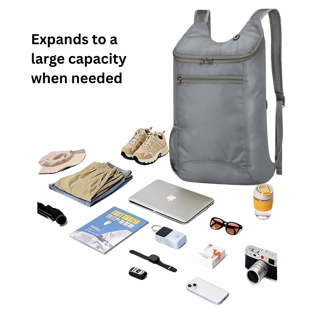 Go Anywhere Foldable Backpack in Grey