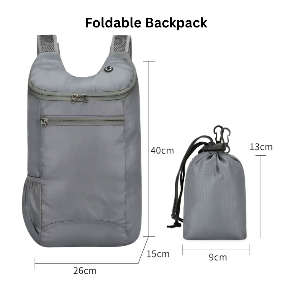 Go Anywhere Foldable Backpack in Grey