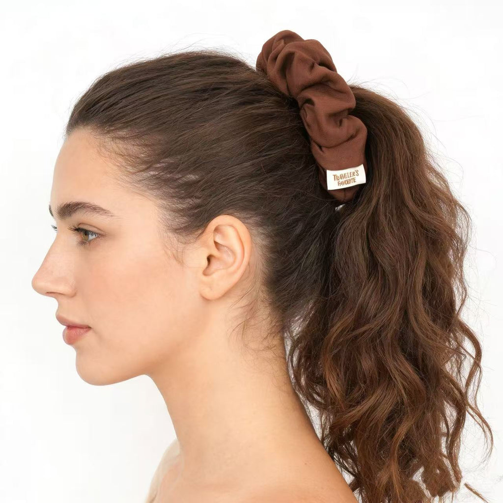 Scrunchie Pouch Hidden Pocket in Brownie