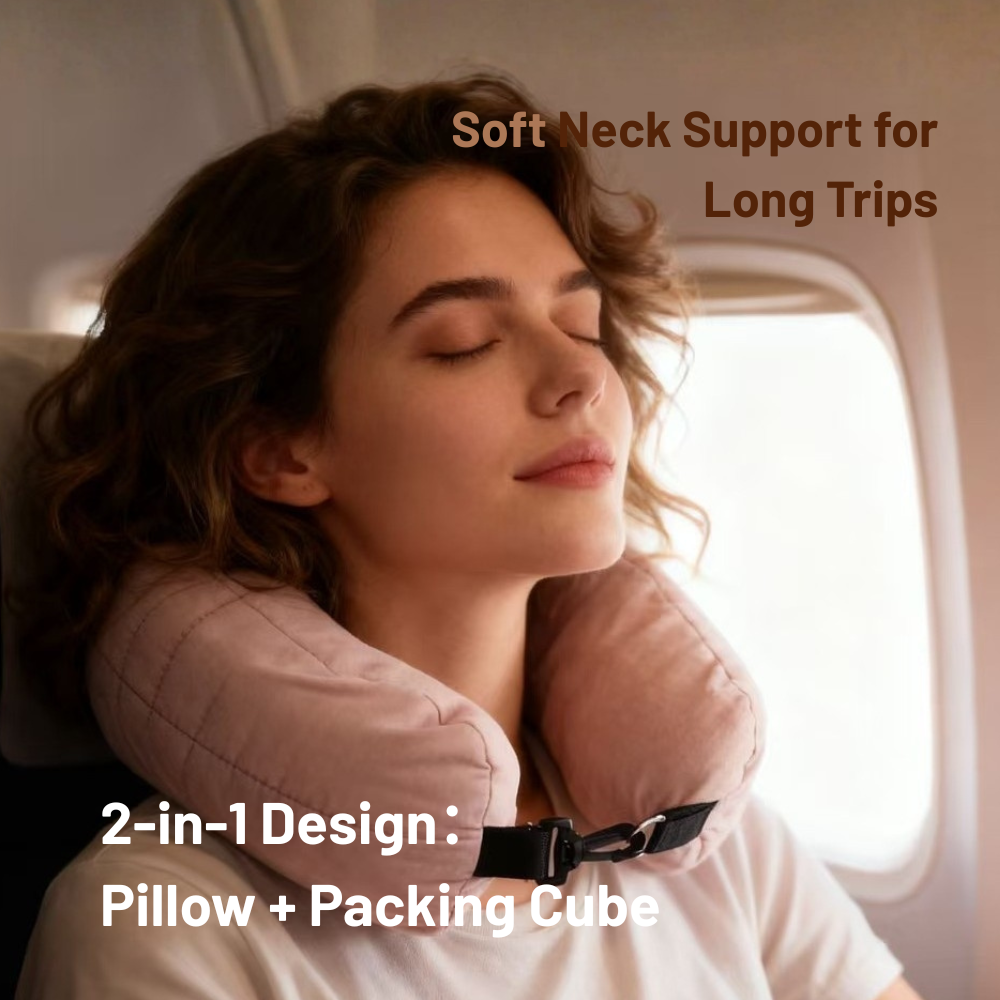 2-in-1 Foldable Travel U-Shaped Pillow & Packing Cube