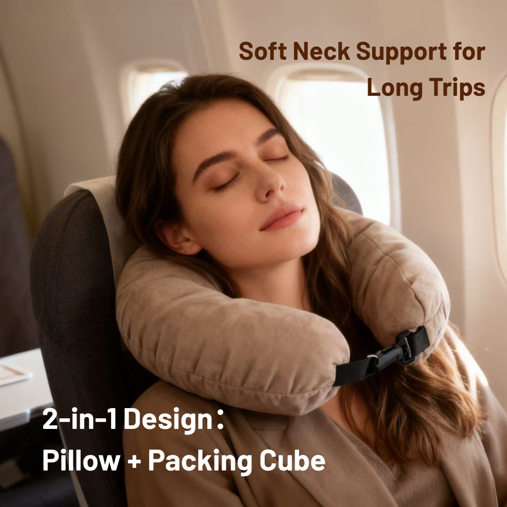 2-in-1 Foldable Travel U-Shaped Pillow & Packing Cube