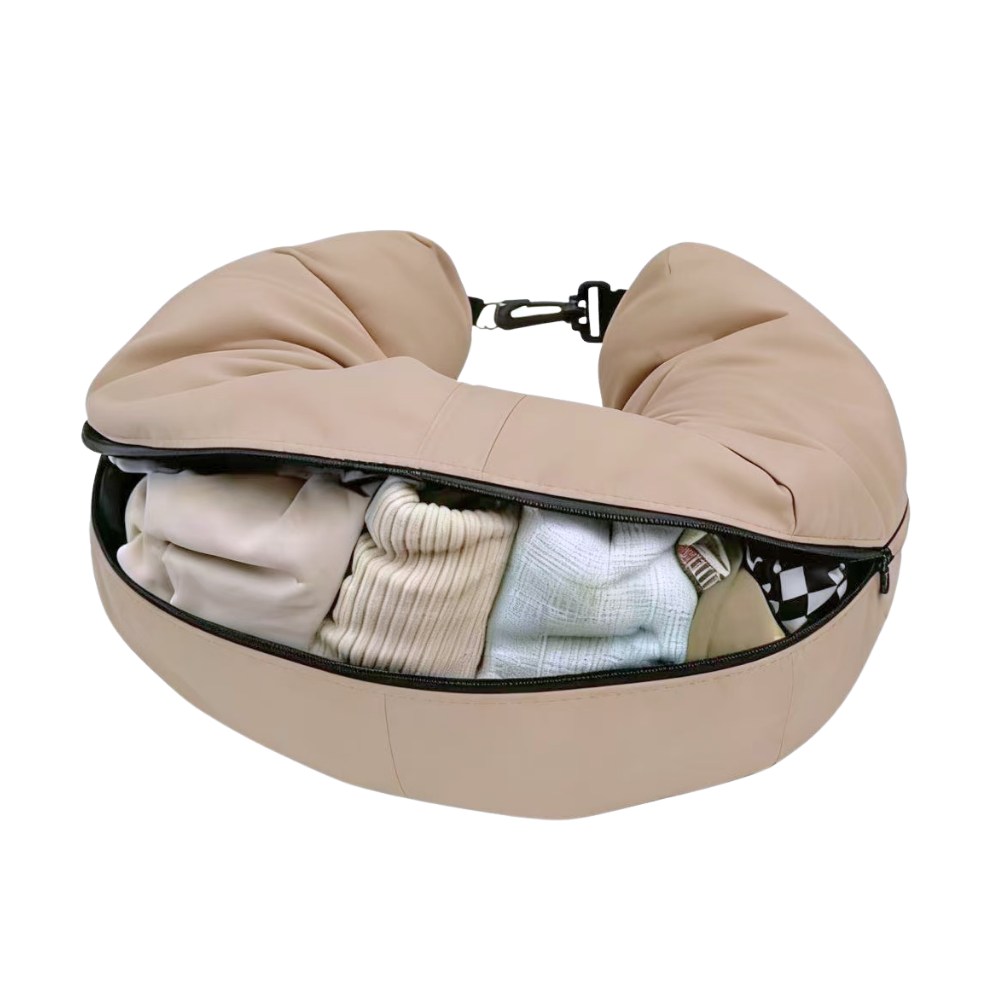 Stuffable Travel Pillow & Packing Cube Extra Luggage Beige