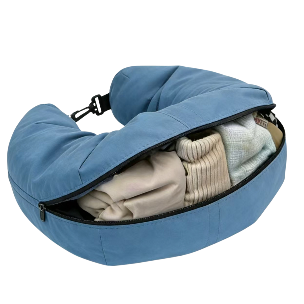 Stuffable Travel Pillow & Packing Cube Extra Luggage Denim Blue