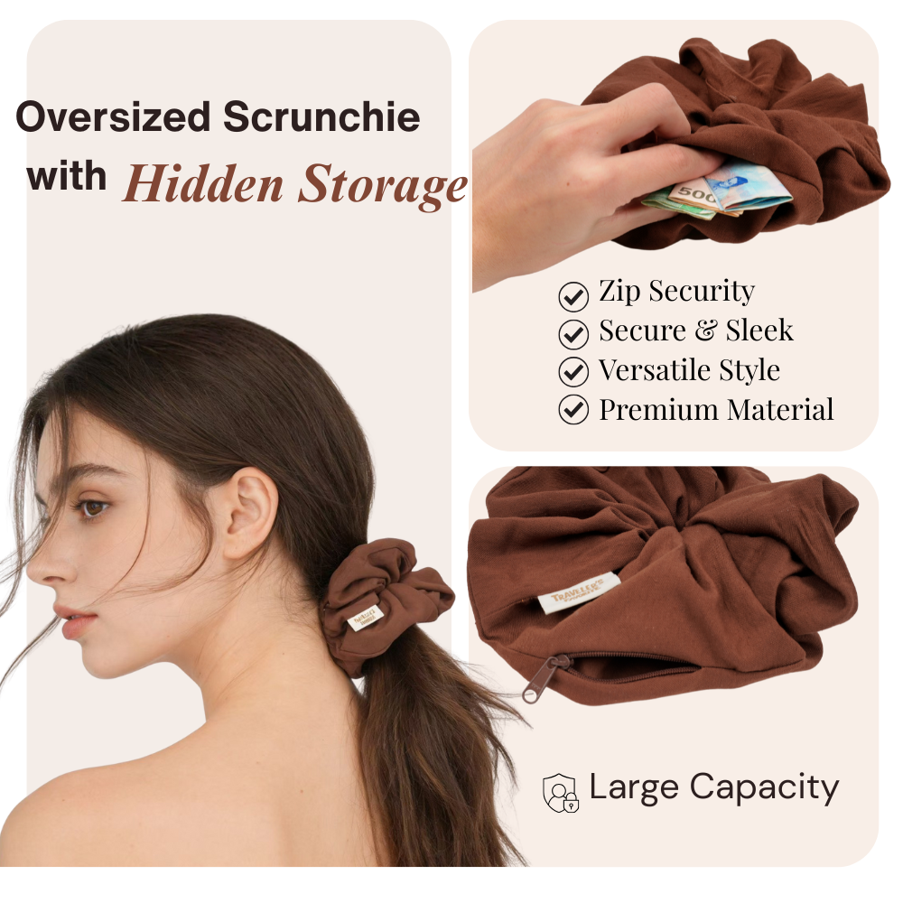 Oversized Scrunchie Pouch Hidden Zipper Pocket